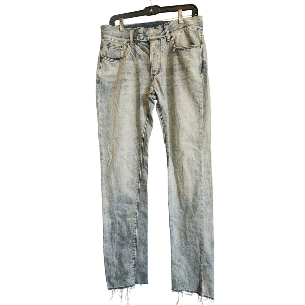 mnml Straight Leg Jeans Mens 32 Light Wash NWOT Raw Hem Streetwear Denim